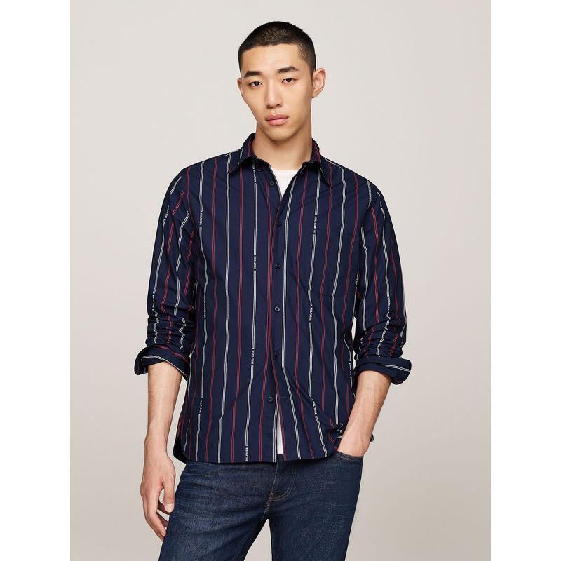 TOMMY HILFIGER - Camisa Monotype Logo Regular Fit Azul Tommy Hilfiger