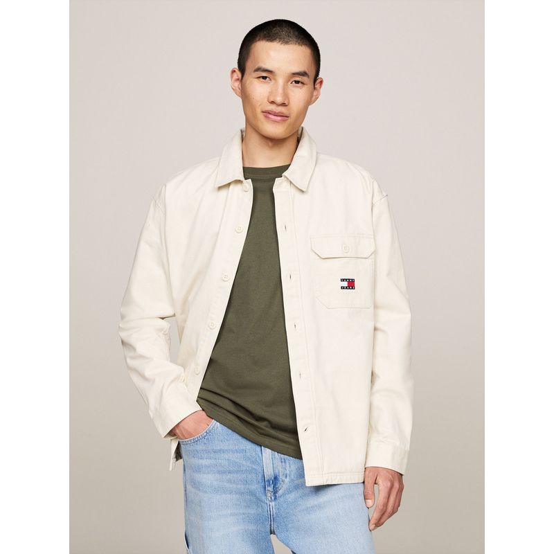 TOMMY HILFIGER - Camisa Essential Con Logo De Parche Beige Tommy Jeans