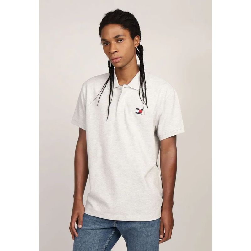 TOMMY HILFIGER - Polo Regular Fit Con Parche Gris Tommy Jeans