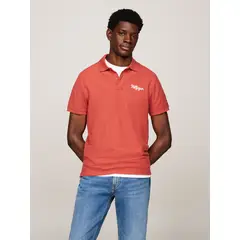 TOMMY HILFIGER - Polo Con Logo En Cadeneta Rojo