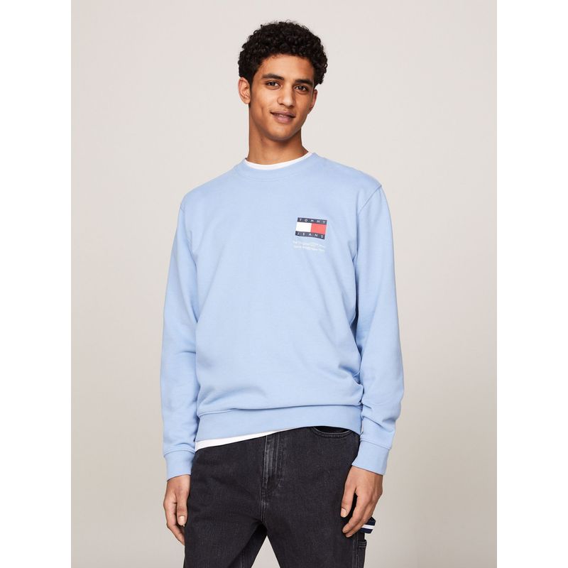 TOMMY HILFIGER - Polerón Con Logo Flag Celeste Tommy Jeans