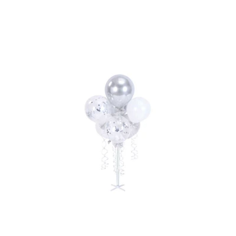 GENERICO - Set De Globos Con Pedestal 7pcs Plateado