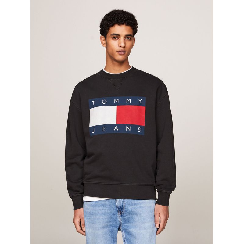 TOMMY HILFIGER - Polerón Con Logo Oversize Relaxed Negro Tommy Jeans