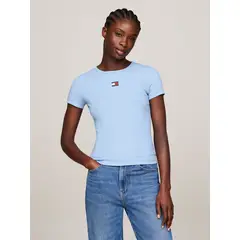 TOMMY HILFIGER - Polera Slim Fit Con Logo De Parche Celeste Tommy Jeans