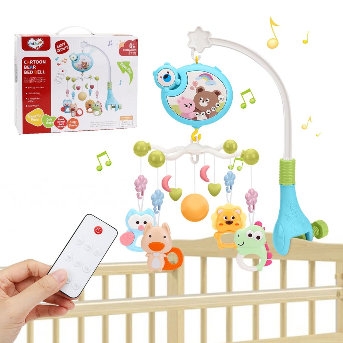 LUKOVEE - Móvil Musical Bebé Proyector Luz Control Remoto Cuna Y Coche