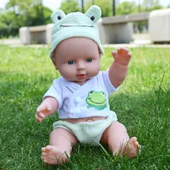 DANWEILE - Muñeca de goma suave de simulación para niños de 30 cm - rana verde