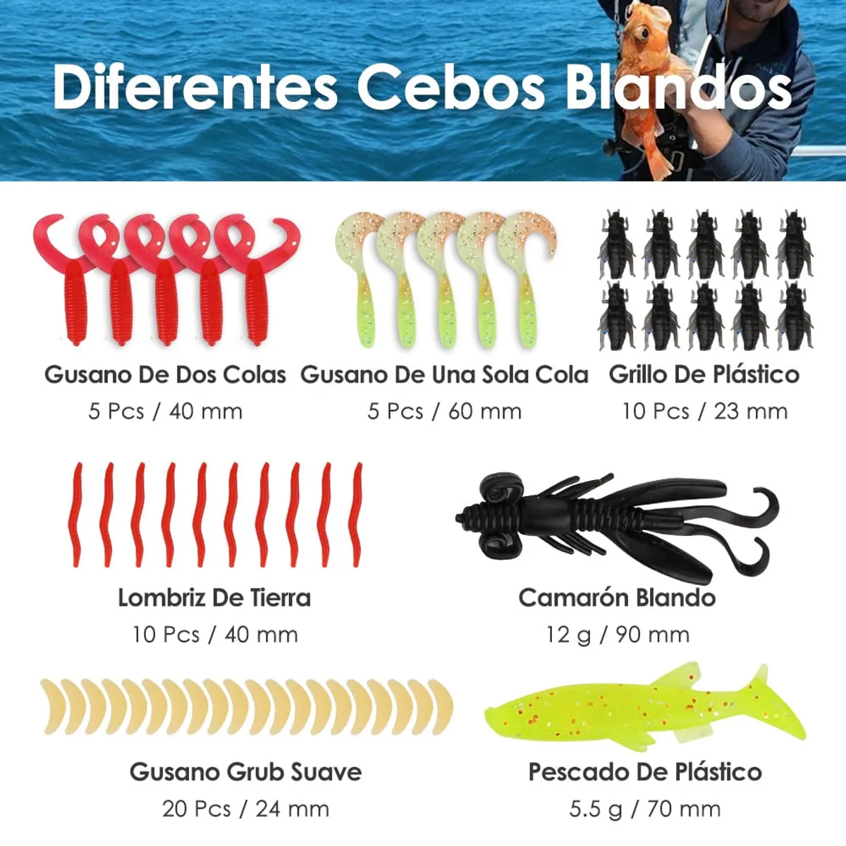 SLOWTON - Señuelos De Pesca Pack De 110 Uds Con Caja Armería Virtual