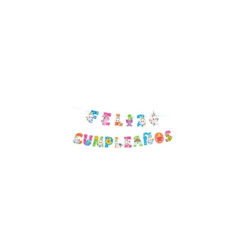 GENERICO - Guirnalda Feliz Cumpleaños Bebes Unicornios 5m