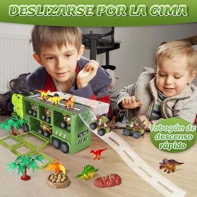 Imagen 2 del producto Camión Transportador Dinosaurio Auto Luz Sonido Juguete Niño
