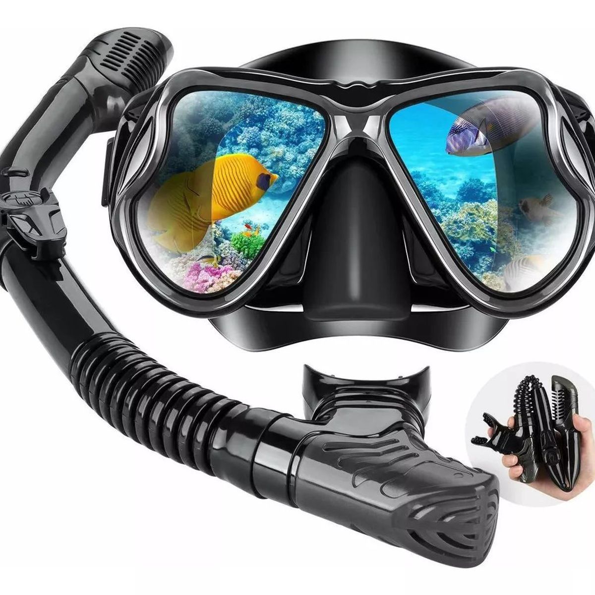 KUANGYE - Kit Buceo Mascara Snorkel Profesional Ajustable Full Vision