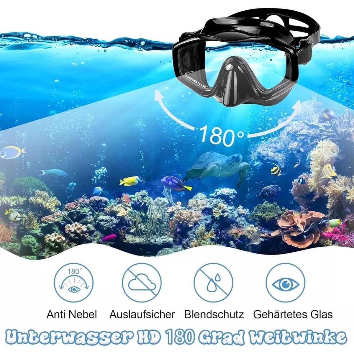 KUANGYE - Kit Buceo Mascara Snorkel Profesional Ajustable Full Vision