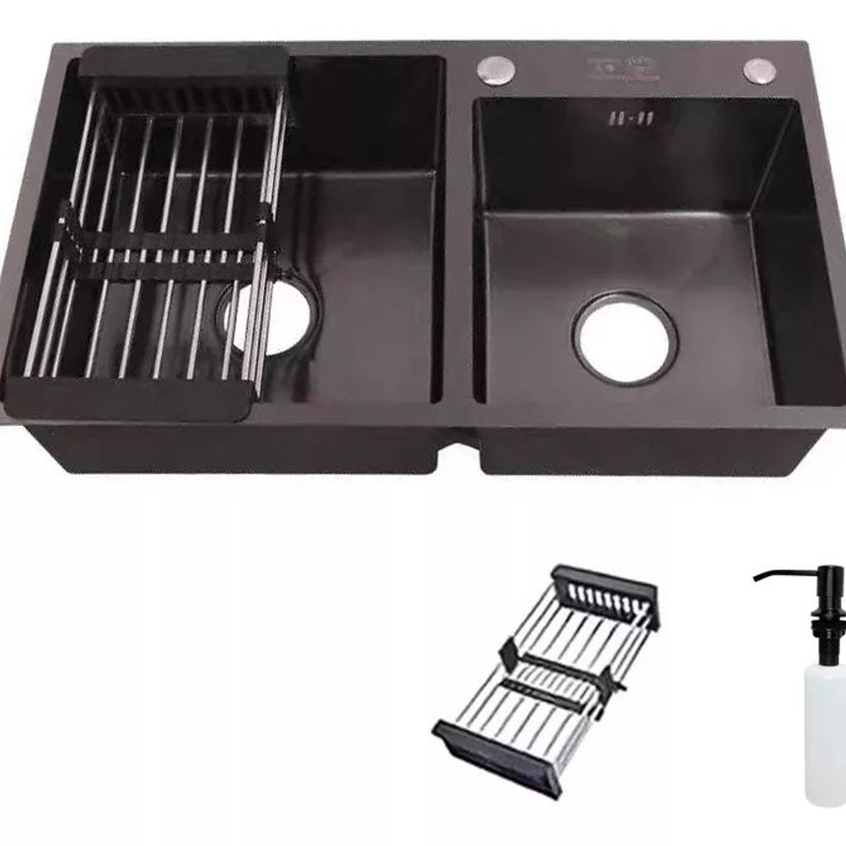 KUANGYE - Promoción Lavaplatos 82x45black + Rejilla + Dispensador