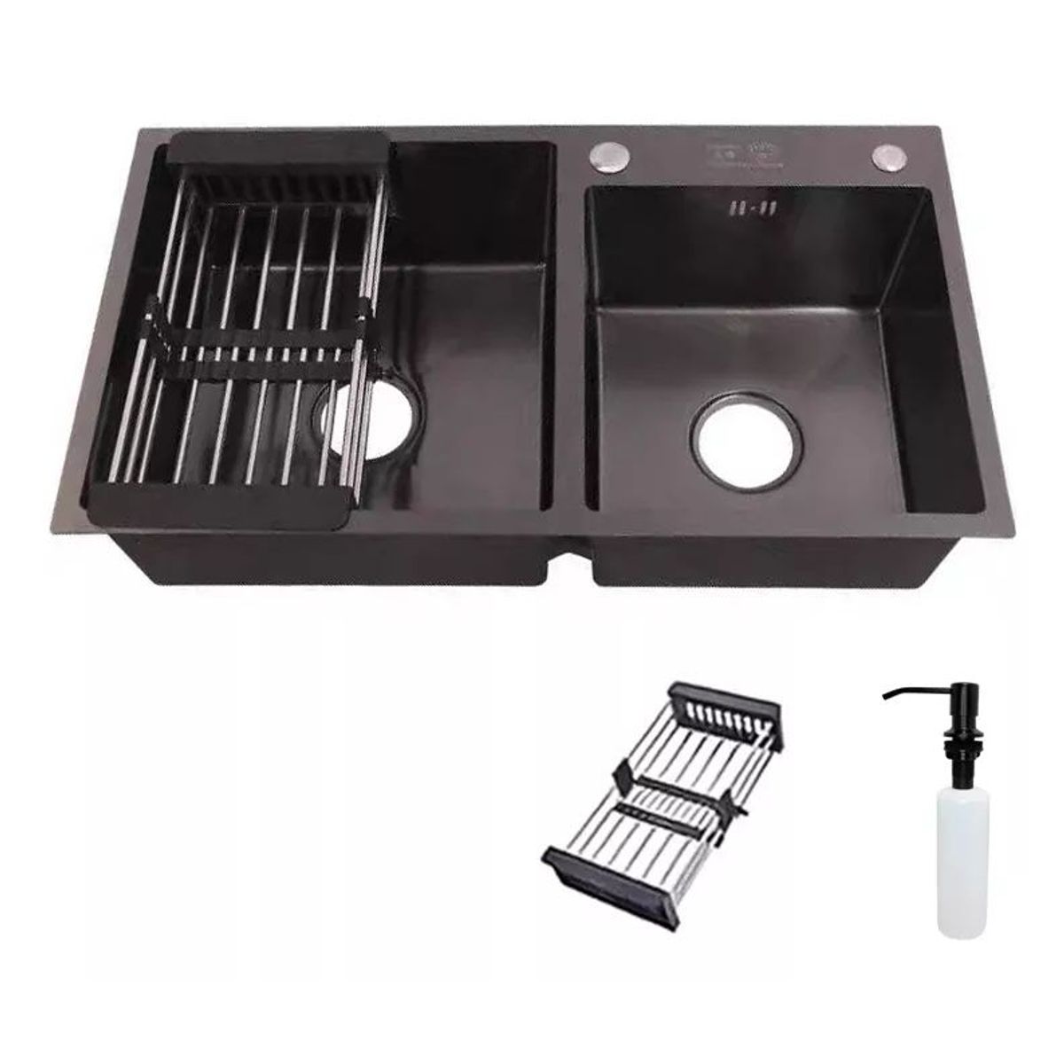 KUANGYE - Promoción Lavaplatos 82x45black + Rejilla + Dispensador