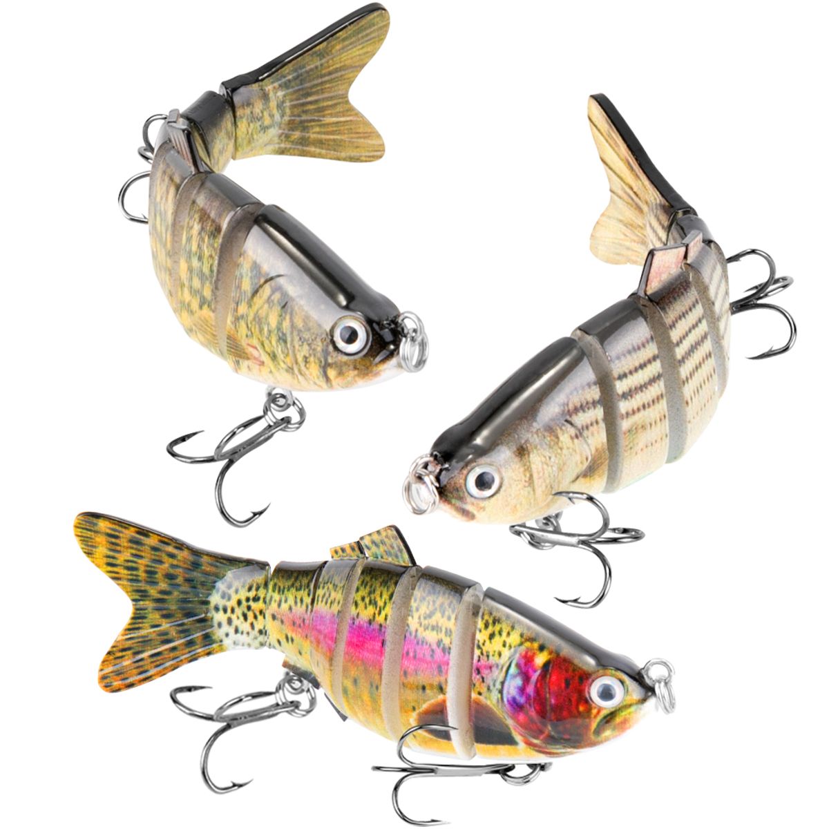 SLOWTON - Kit Señuelos De Pesca 3 Piezas Para Agua Dulce Y Salada 10cm