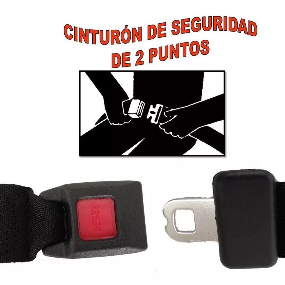 KUANGYE - Pack X12 Cinturones De Seguridad Universal Estandar 2 Puntas