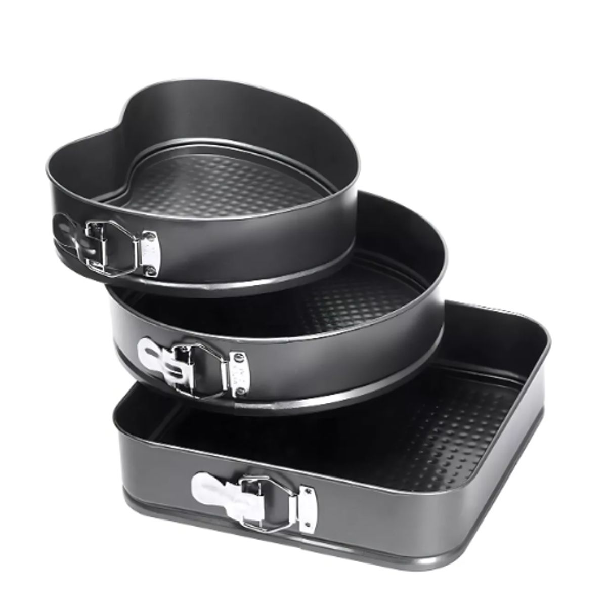 GENERICO - Set 3 Molde De Corazon Desmontable Antiadherente Torta Pan
