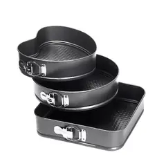 GENERICO - Set 3 Molde De Corazon Desmontable Antiadherente Torta Pan