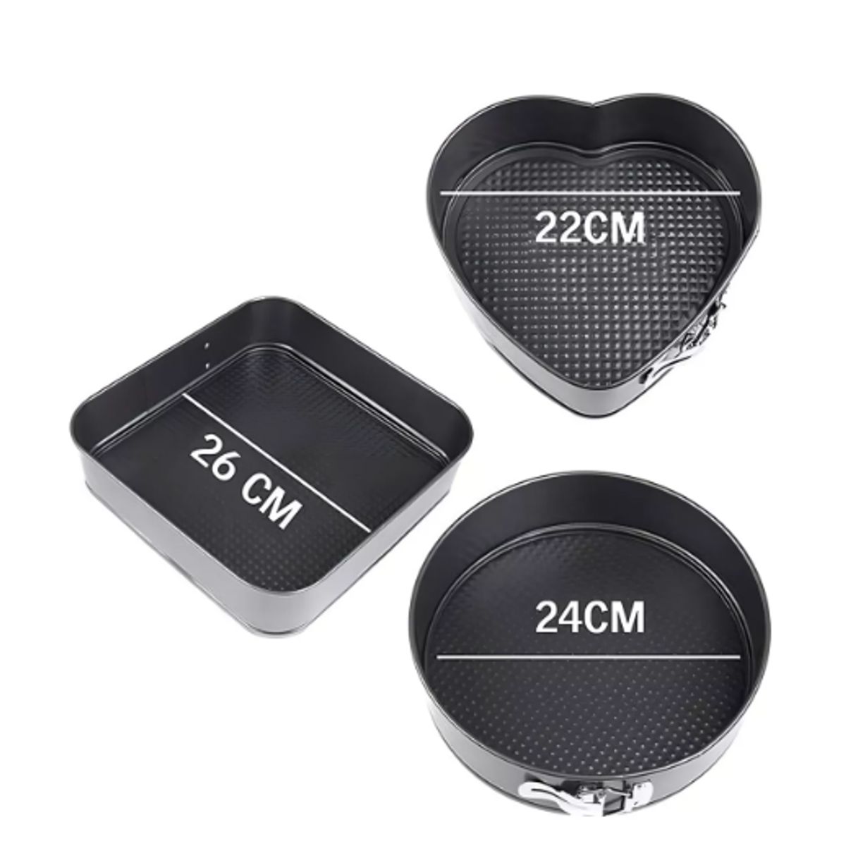 GENERICO - Set 3 Molde De Corazon Desmontable Antiadherente Torta Pan