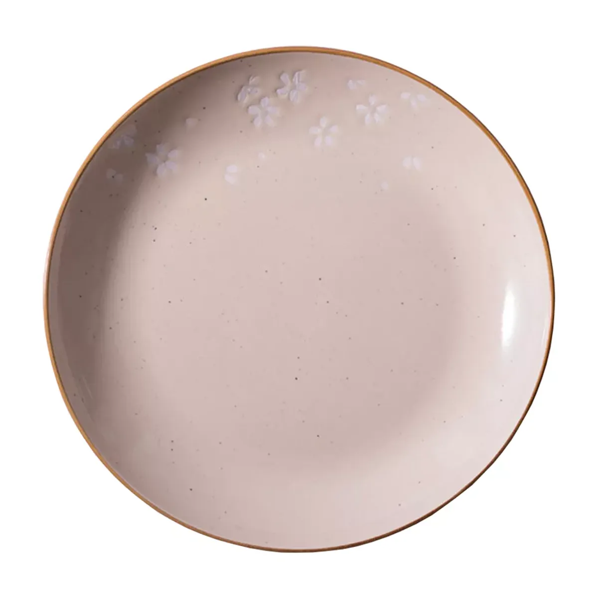 GENERICO - Plato Llano Entrada Cerámica Flores Y Borde Dorado 22cm X6