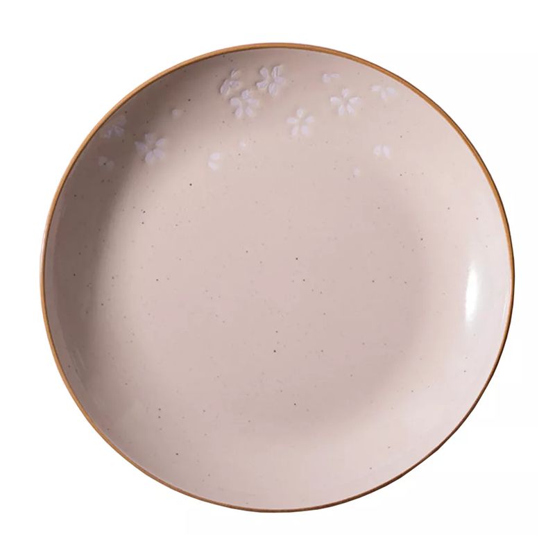 GENERICO - Plato Llano Entrada Cerámica Flores Y Borde Dorado 22cm X6