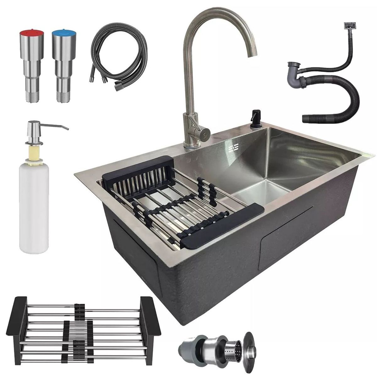 KUANGYE - Promocion Lavaplatos 68x45cms Silver + Llave + Rejilla