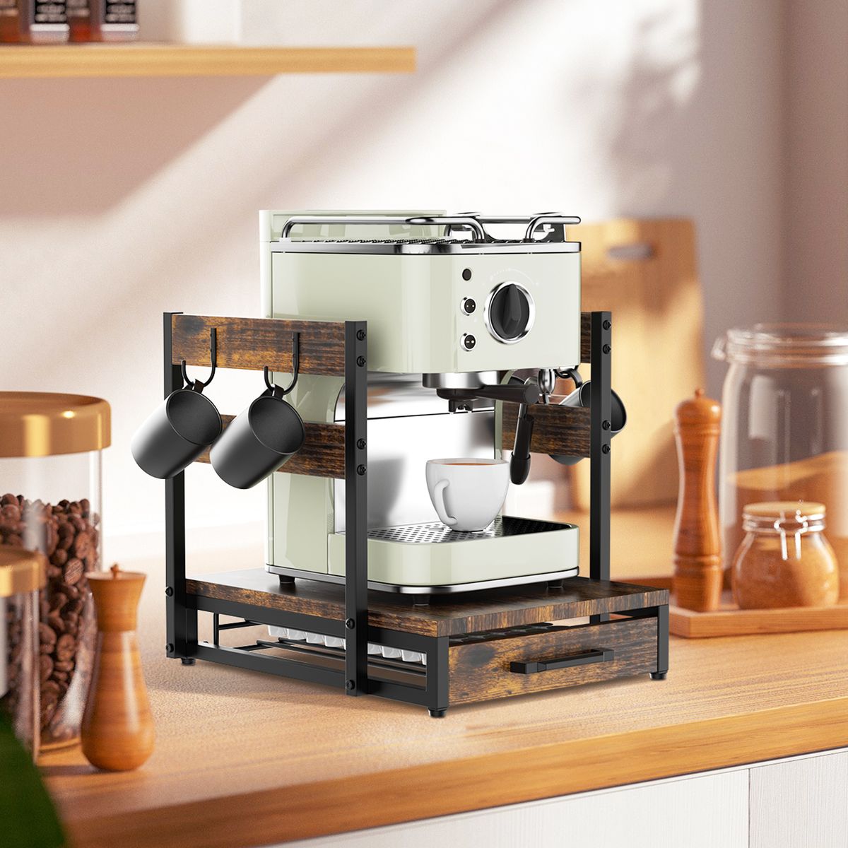 HALMAN - Cajón Porta Cápsulas K-Cup con Ganchos para Tazas