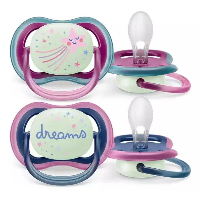 AVENT - Set 2 chupetes Avent night 6-18m Niña