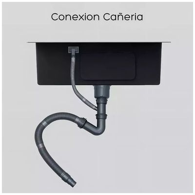 Imagen 2 del producto Lavaplatos 60x45 Cm Negro Con Accesorios Y Griferia 2mm