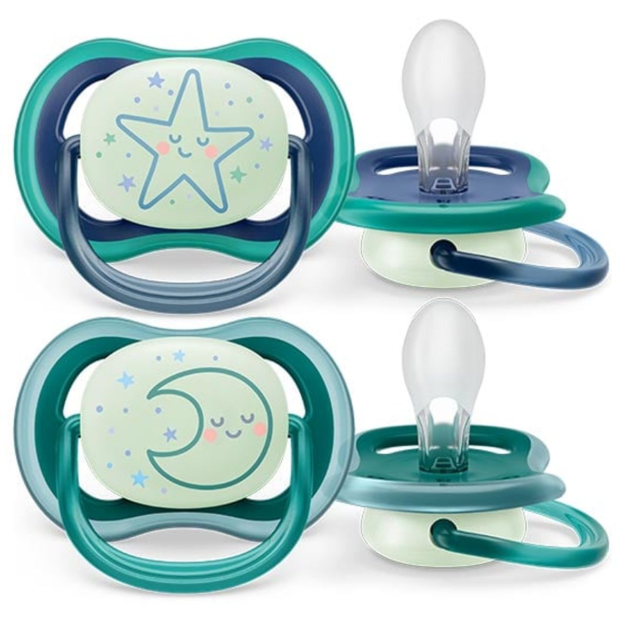 AVENT - Set 2 chupetes Avent night 6-18m Niño scf376/13