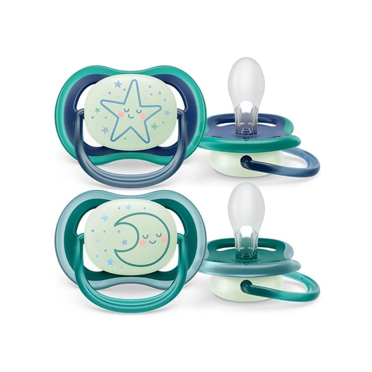 AVENT - Set 2 chupetes Avent night 6-18m Niño scf376/13