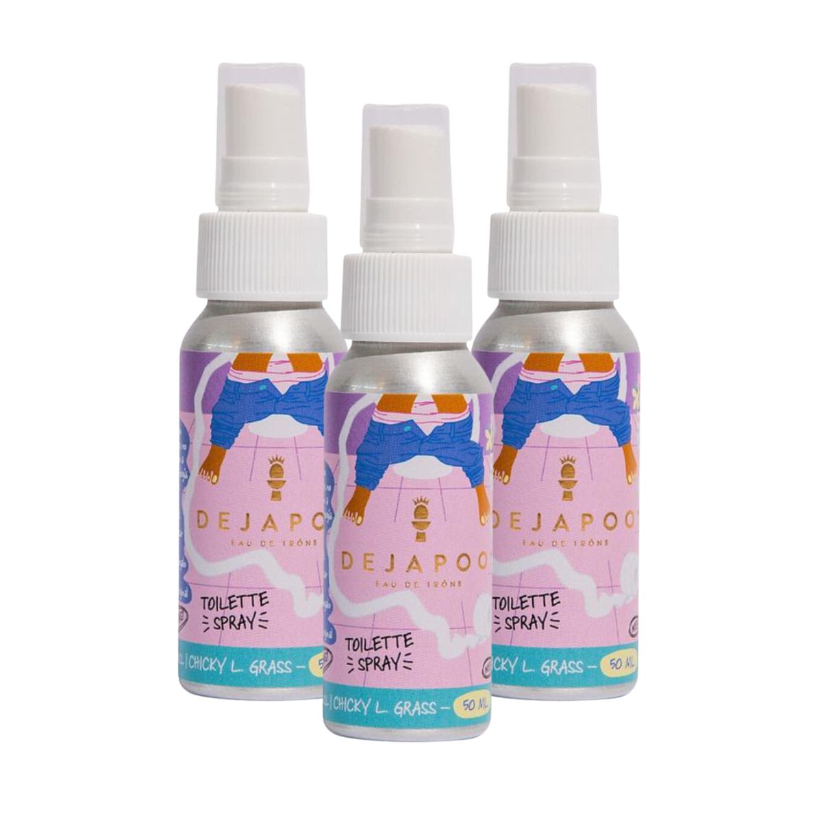 DEJAPOO - Pack 3 Eliminador de Olores Baño Chicky L Grass 50 ml Dejapoo DEJAPOO