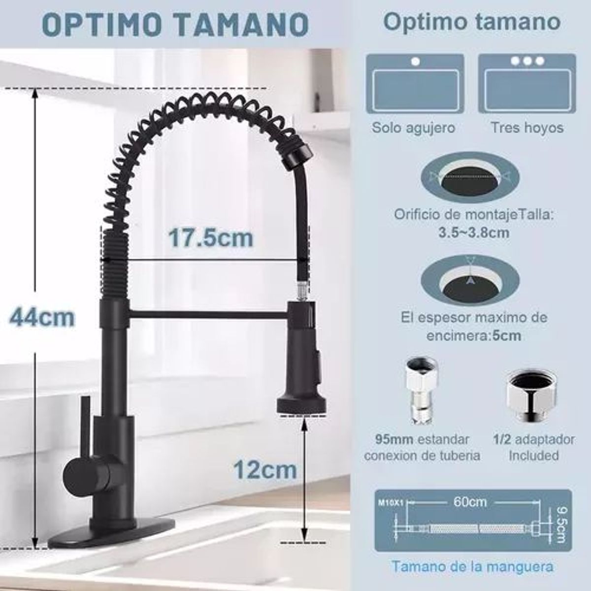 KUANGYE - Lavaplatos 78x43cm Negro + Accesorios Y Griferia Industrial