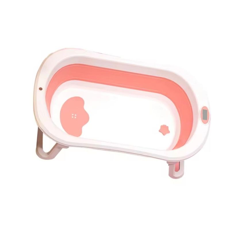 KIVARA - Bañera Plegable Bebe Grande 80x49 Antideslizante Rosa