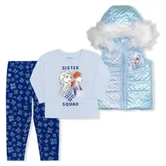 GENERICO - CONJUNTO BEBÉ NIÑA CALZA POLERA Y PARKA FROZEN MARCA DISNEY