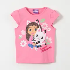 LA CASA DE GABBY - Polera Manga Corta Niña Rosado Gabby Doll House