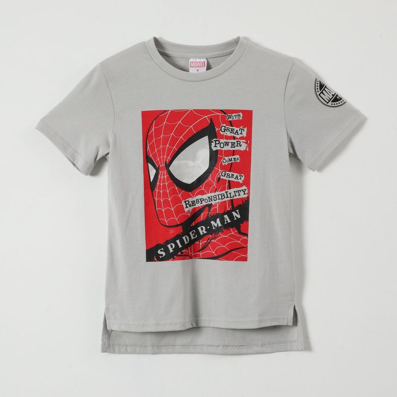 MARVEL - Polera Manga Corta Niño Ojos Spiderman Gris Marvel