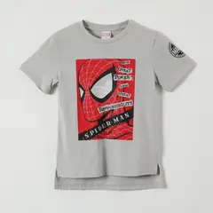 MARVEL - Polera Manga Corta Niño Ojos Spiderman Gris