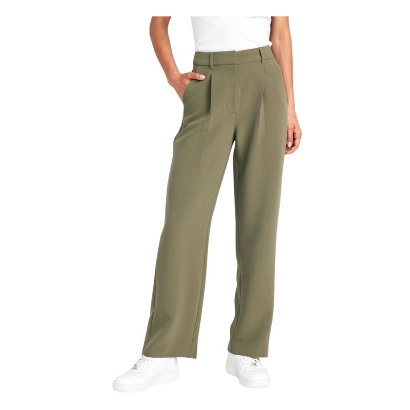OLD NAVY - Pantalón Straight Tiro Extra Alto Mujer Café