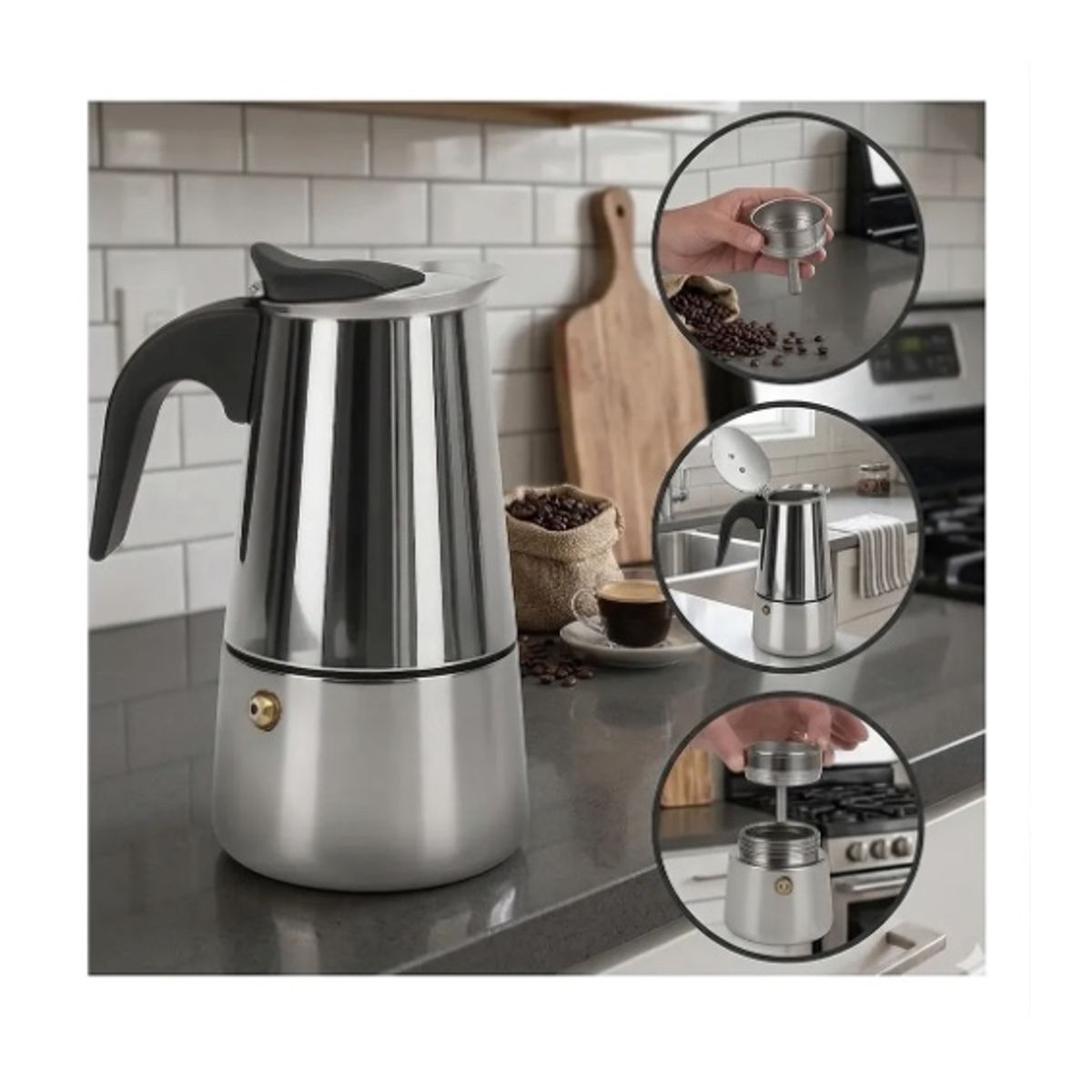 GENERICO - Cafetera Italiana Manual Acero Inoxidable