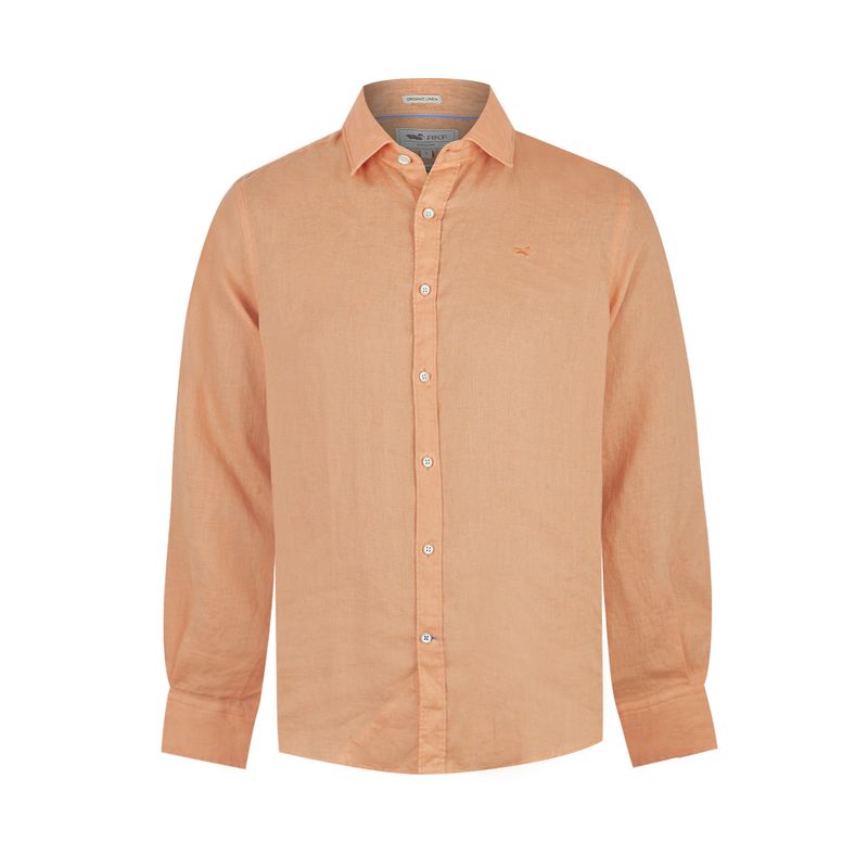 ROCKFORD - Camisa Lino Orgánico Naranja Linensol Hombre ROCKFORD