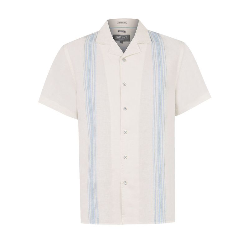 ROCKFORD - camisa Lino Orgánico Beige Bragastripe Hombre ROCKFORD