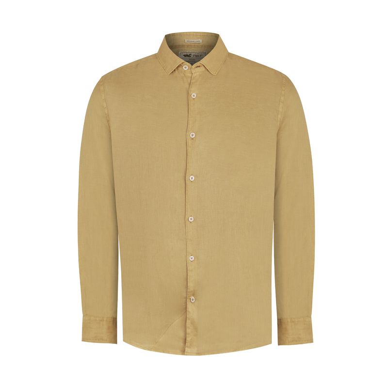 ROCKFORD - Camisa Lino Orgánico Café Linenpro Hombre ROCKFORD_.