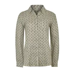ROCKFORD - Blusa Lino Org Verde Musgo Lirioprint Mujer