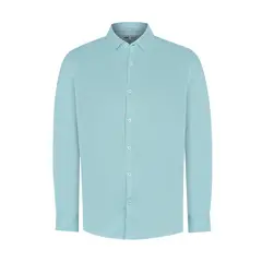 ROCKFORD - Camisa Lino Orgánico Turquesa Linenpro Hombre