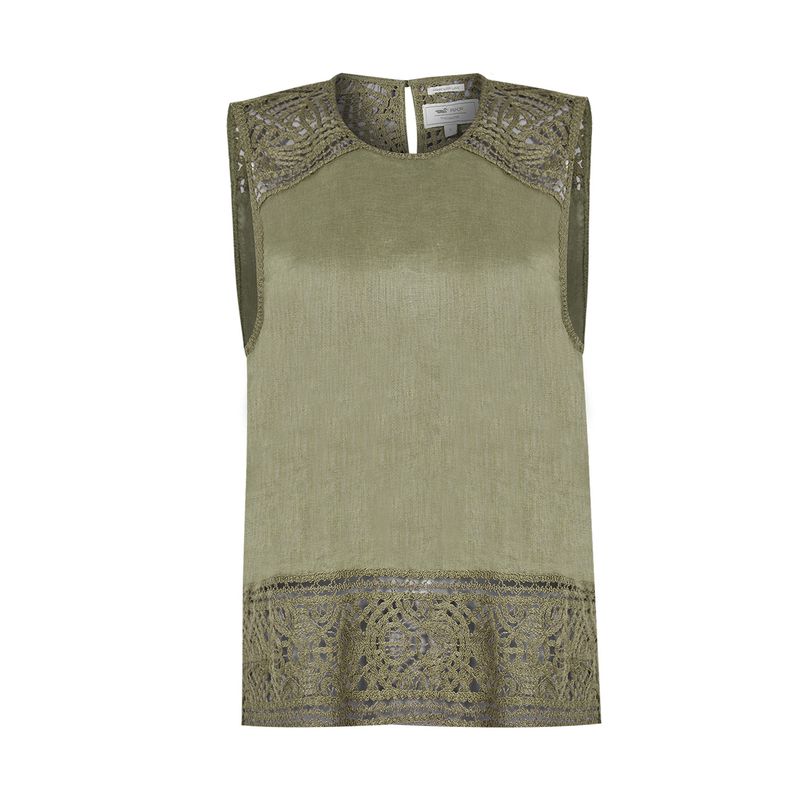 ROCKFORD - Blusa Lino Orgánico Verde Mele Mujer ROCKFORD