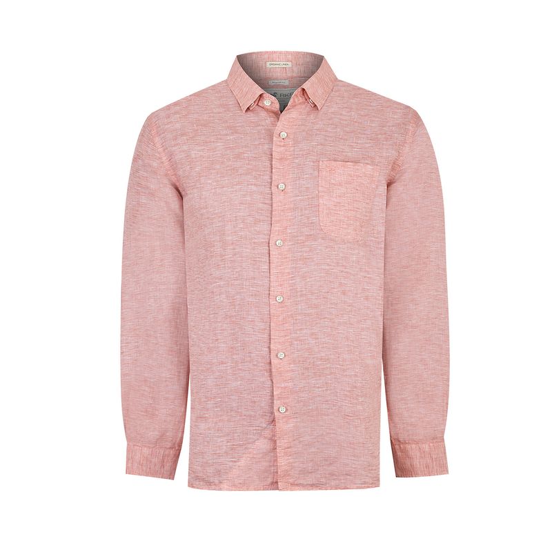 ROCKFORD - Camisa Lino Orgánico Rojo Linentex Hombre ROCKFORD_.