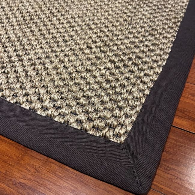 GENERICO - Alfombra Sisal Natural Borde Tela Gris 200x300 cm GA880
