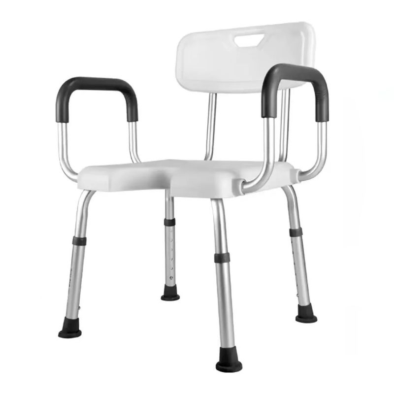 GENERICO - Silla De Ducha Para Baño Con Rebaje Y Apoyabrazos Aluminio 404F