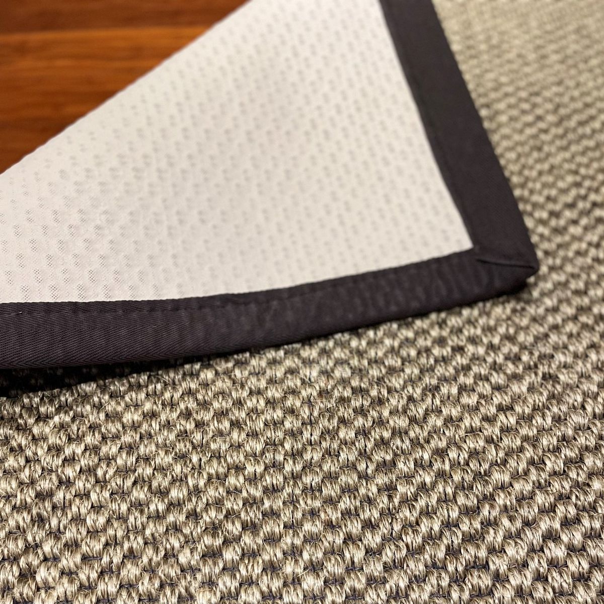 GENERICO - Alfombra Sisal Natural Borde Tela Gris 250x350 cm GA880