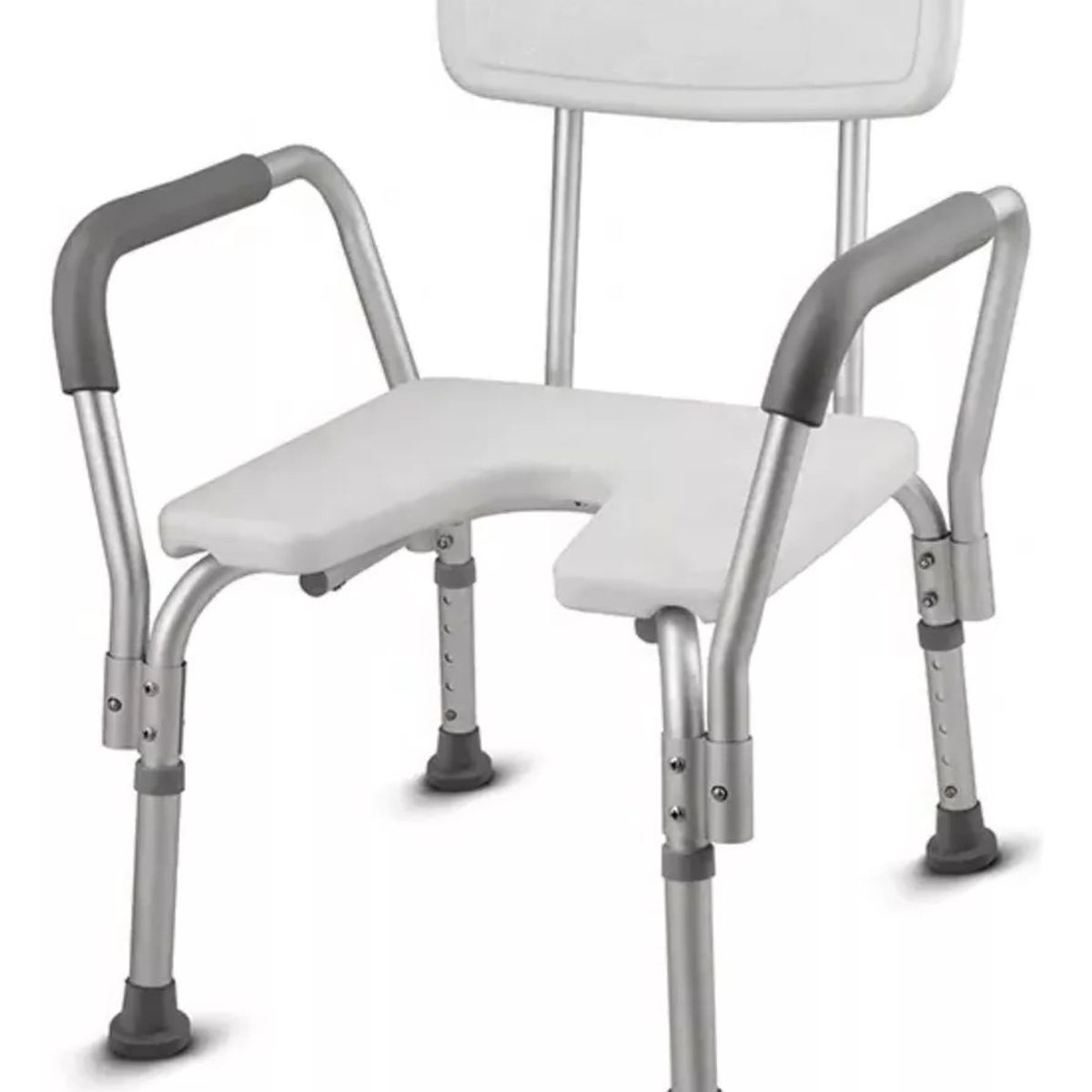 GENERICO - Silla De Ducha Para Baño Aluminio Con Rebaje Y Apoyabrazos 404F